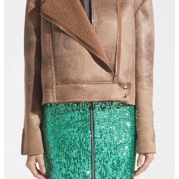 NEW SAINT ART phoebe faux sherpa jacket in camel - Picture 1 of 6